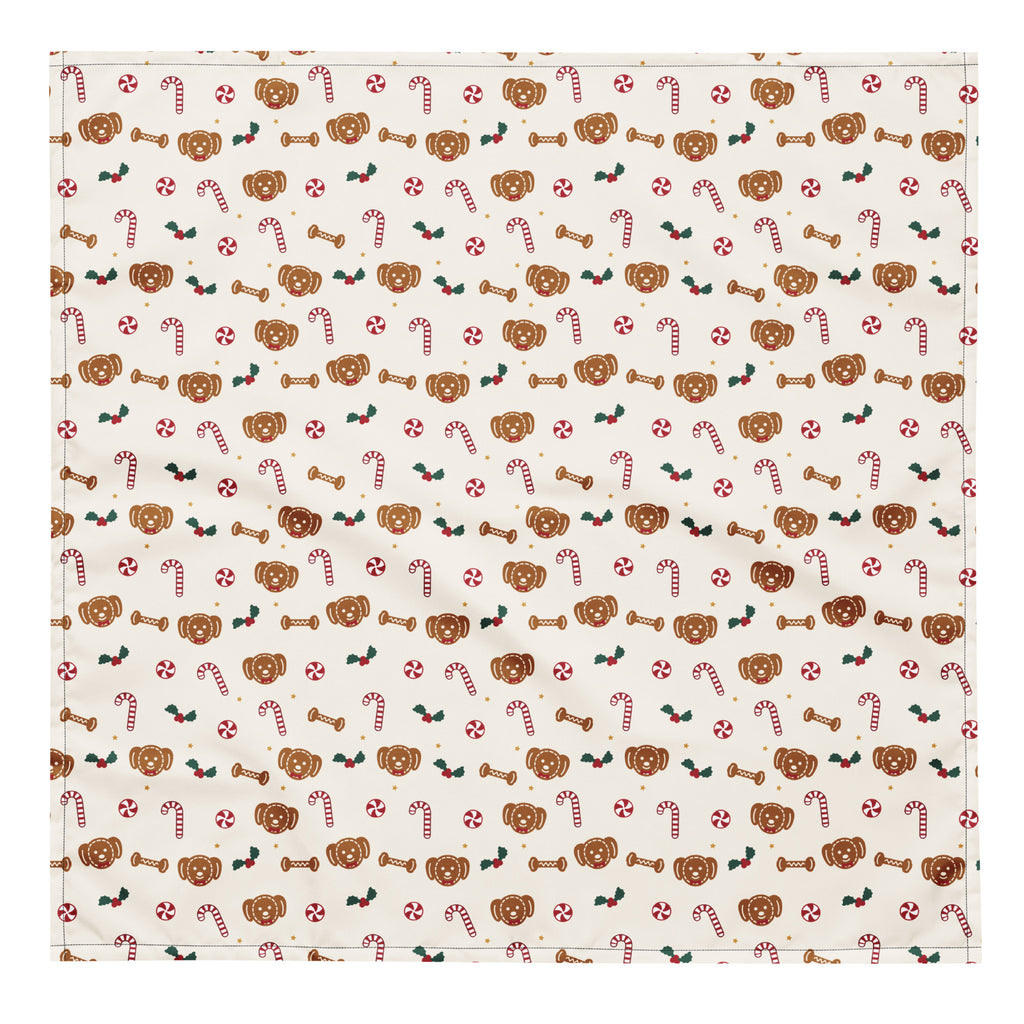 Gingerbread Pup Dog Bandana – Large, laid flat