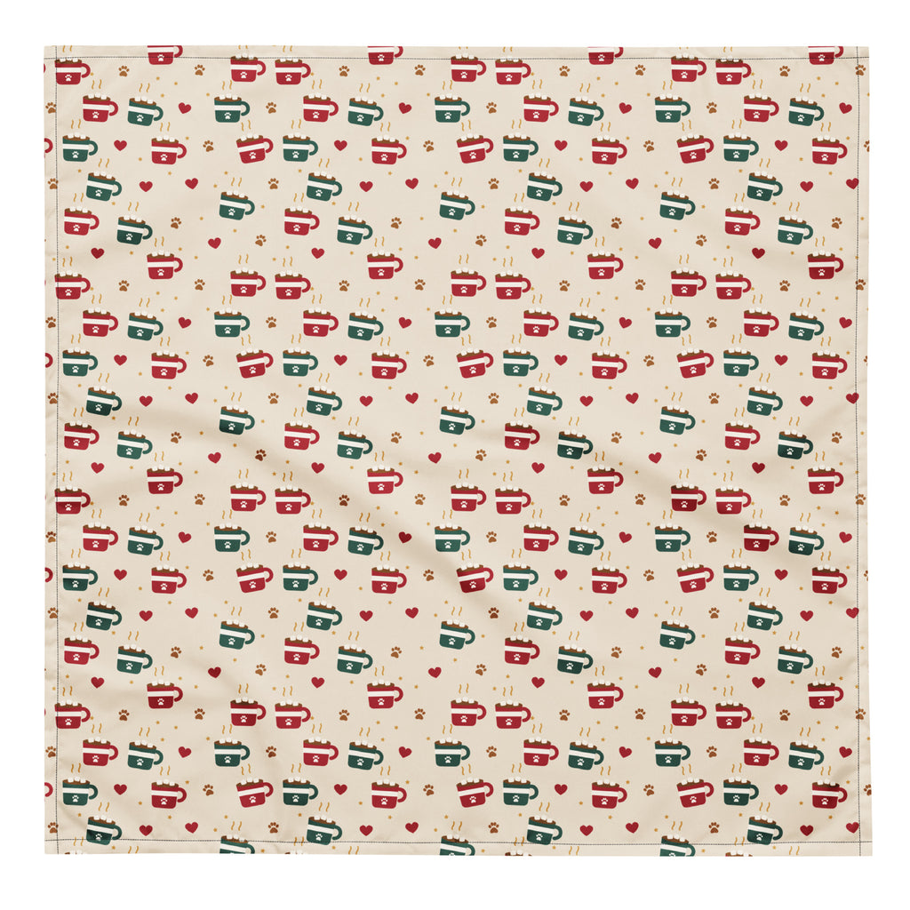 Hot Cocoa Pup Dog Bandana – Large, laid flat
