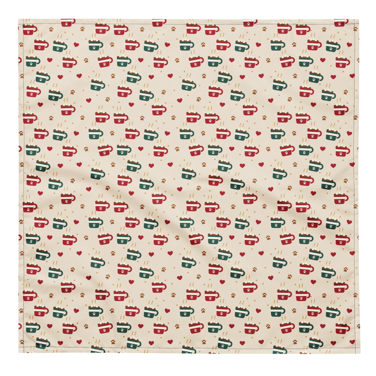 Hot Cocoa Pup Dog Bandana – Large, laid flat