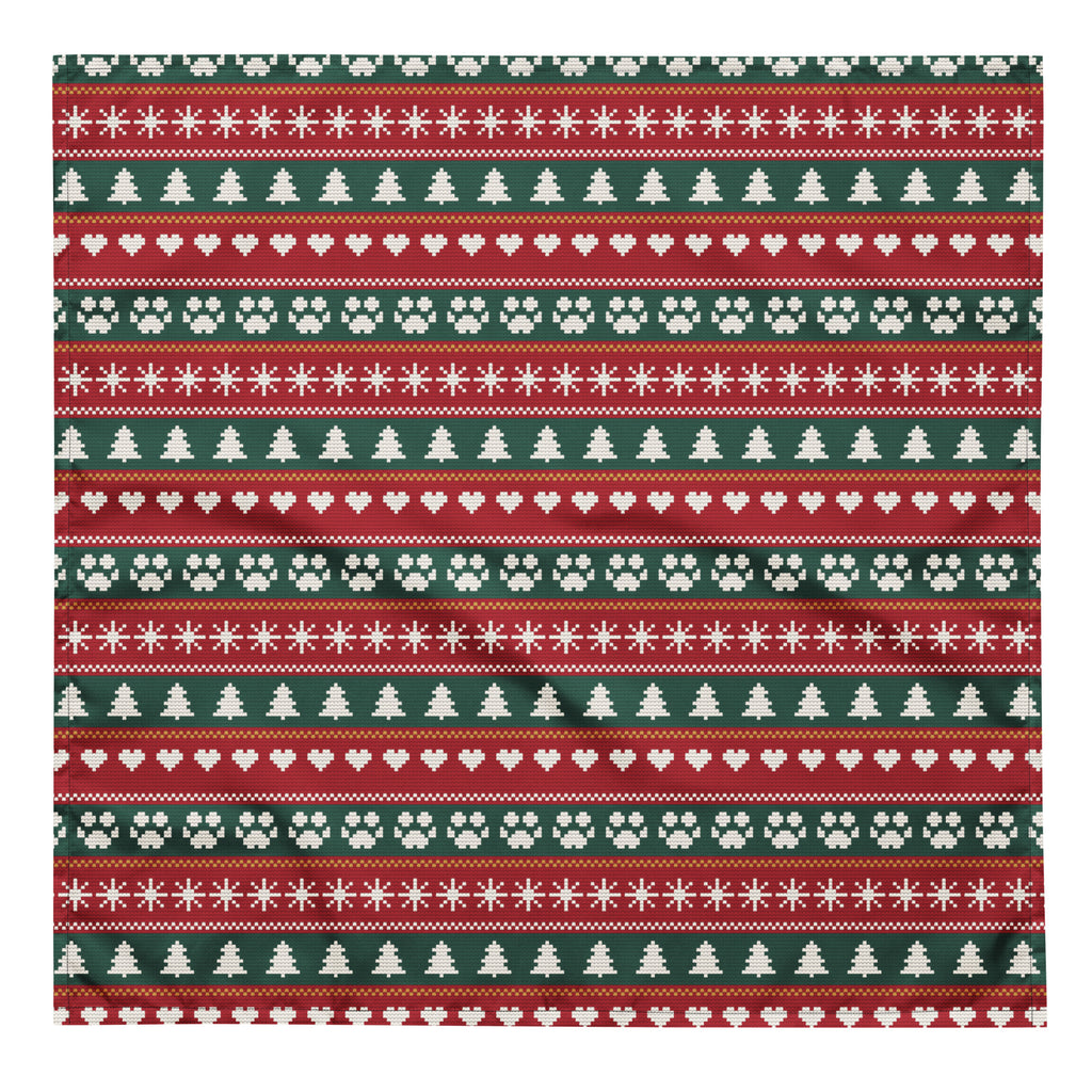 Fair Isle Sweater Paws Dog Bandana – Large, laid flat