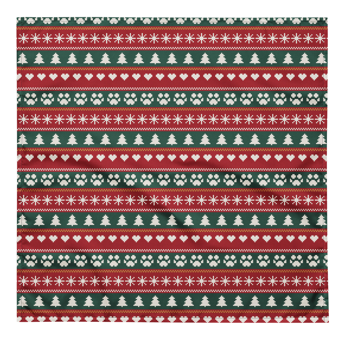 Fair Isle Sweater Paws Dog Bandana – Large, laid flat