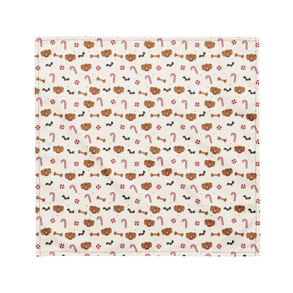 Gingerbread Pup Dog Bandana – Medium, laid flat