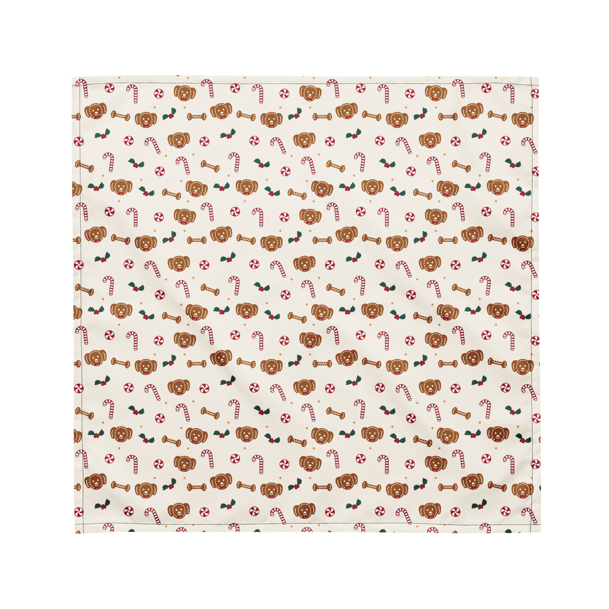 Gingerbread Pup Dog Bandana – Medium, laid flat
