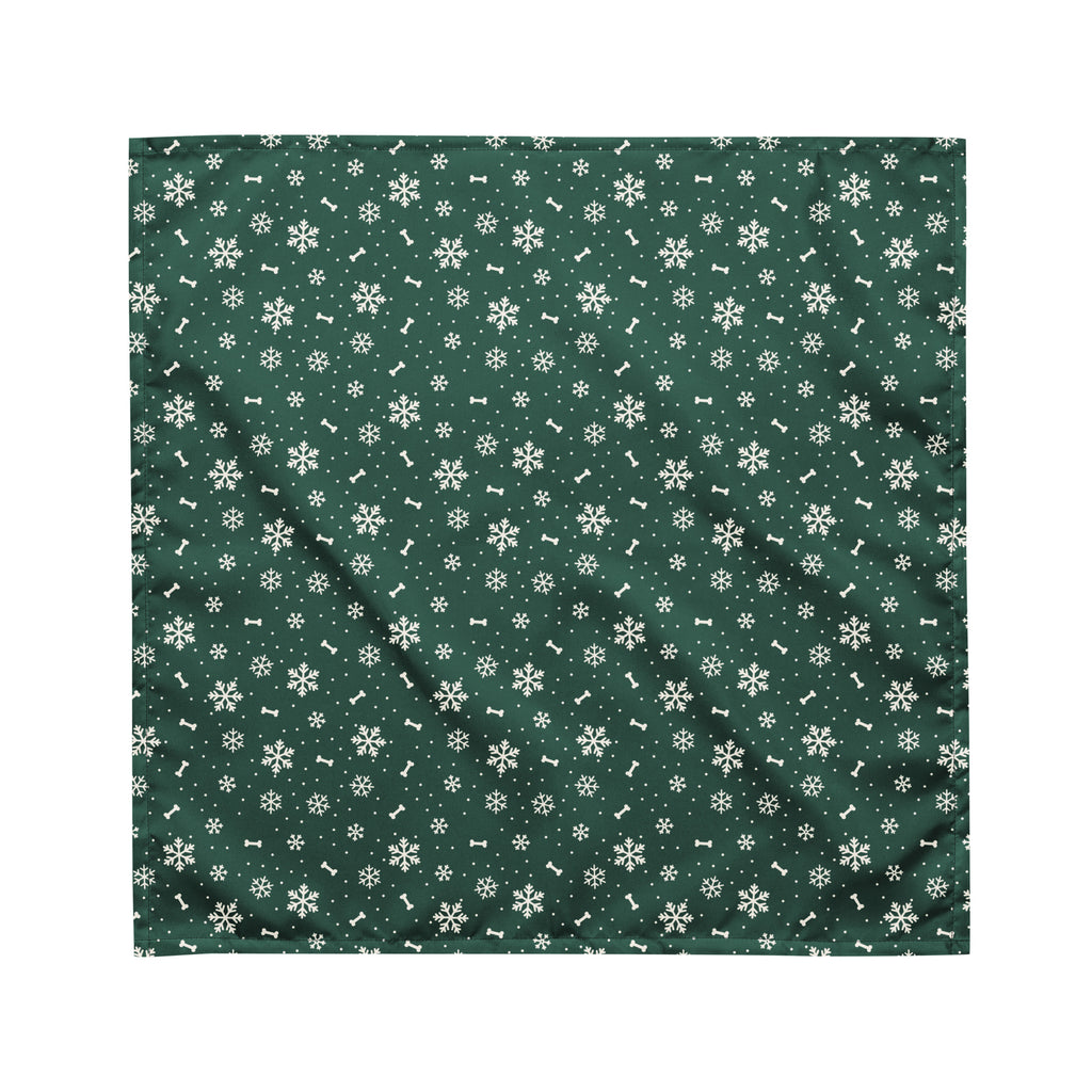 Winter Snowflake Dog Bandana – Medium, laid flat