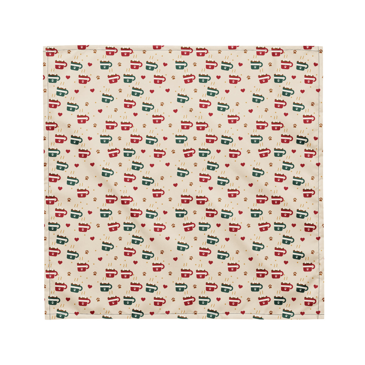 Hot Cocoa Pup Dog Bandana – Medium, laid flat