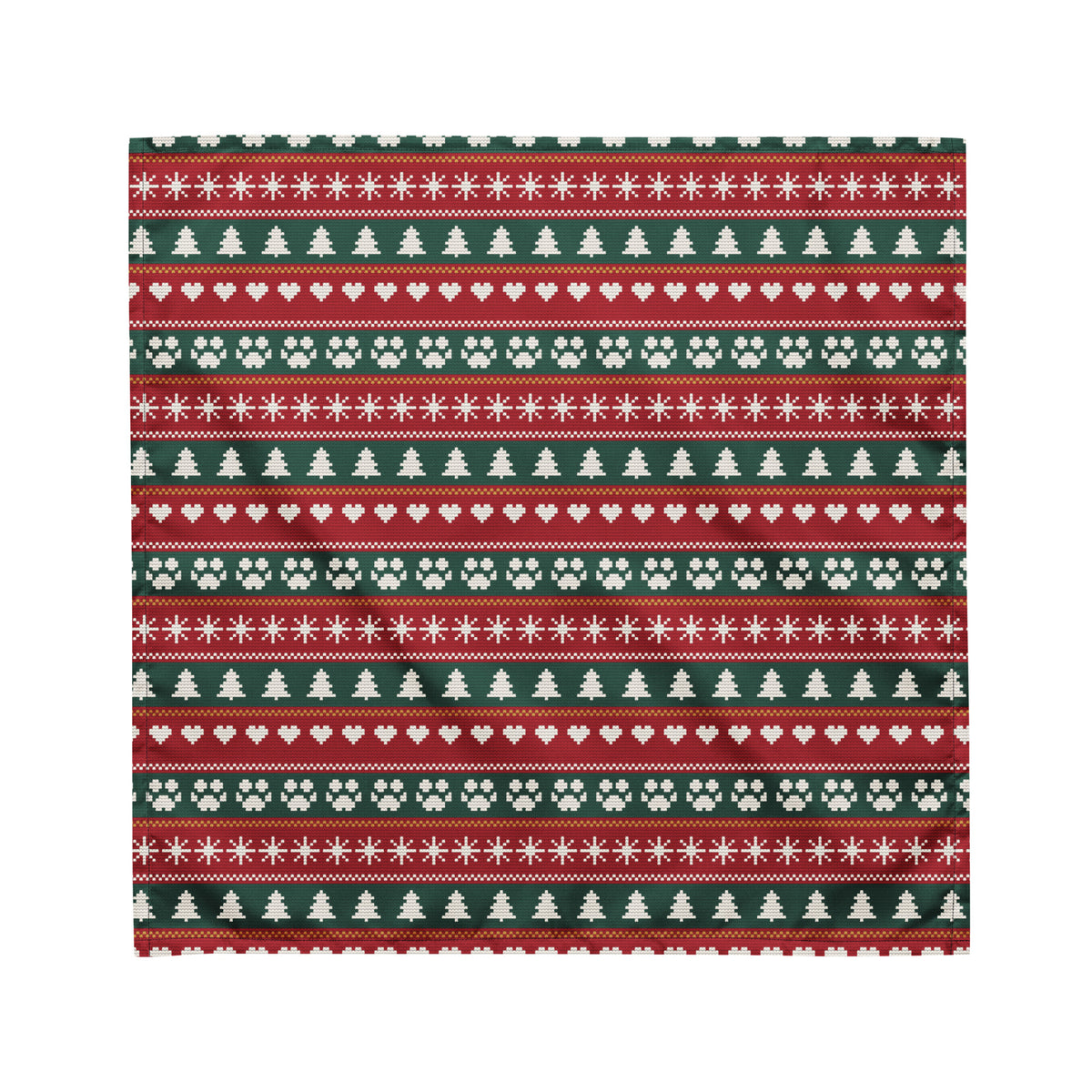 Fair Isle Sweater Paws Dog Bandana – Medium, laid flat