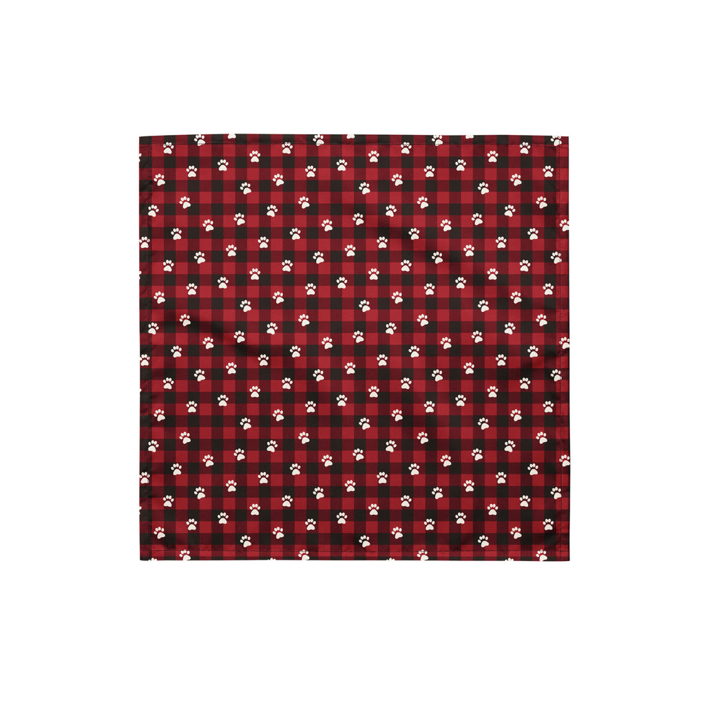 Red Buffalo Plaid Paws Dog Bandana – Small, laid flat