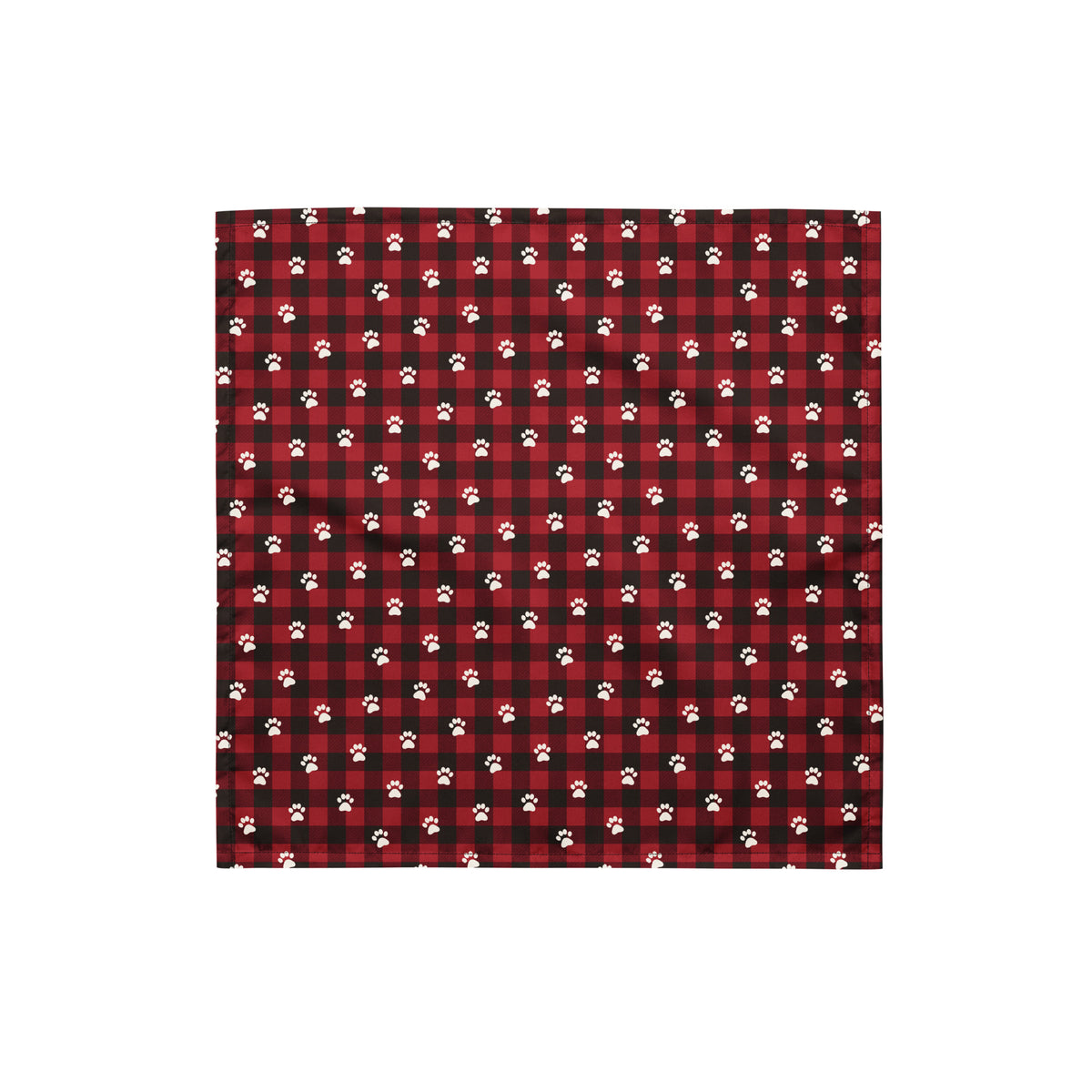 Red Buffalo Plaid Paws Dog Bandana – Small, laid flat