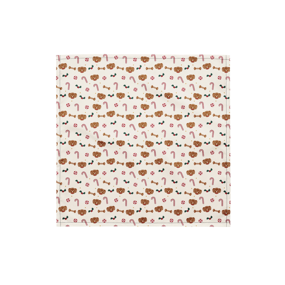 Gingerbread Pup Dog Bandana – Small, laid flat