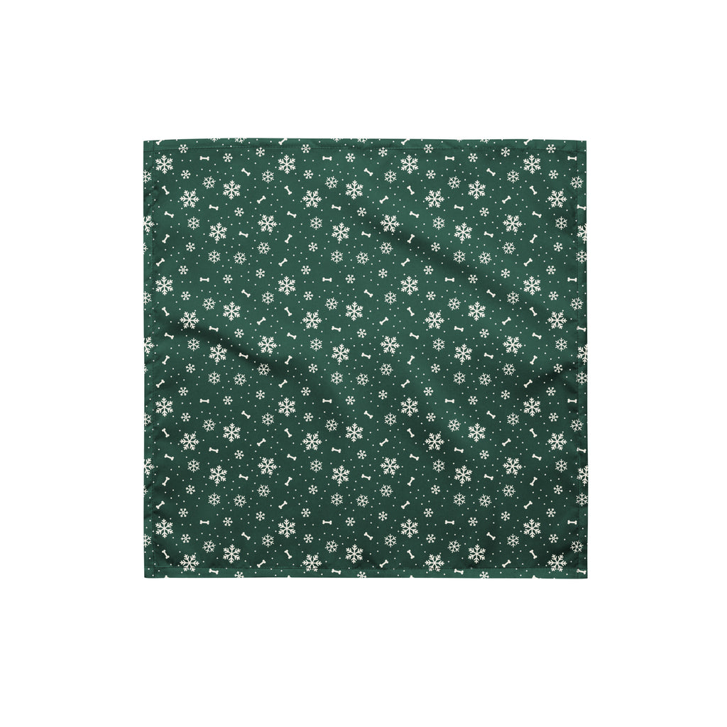 Winter Snowflake Dog Bandana – Small, laid flat