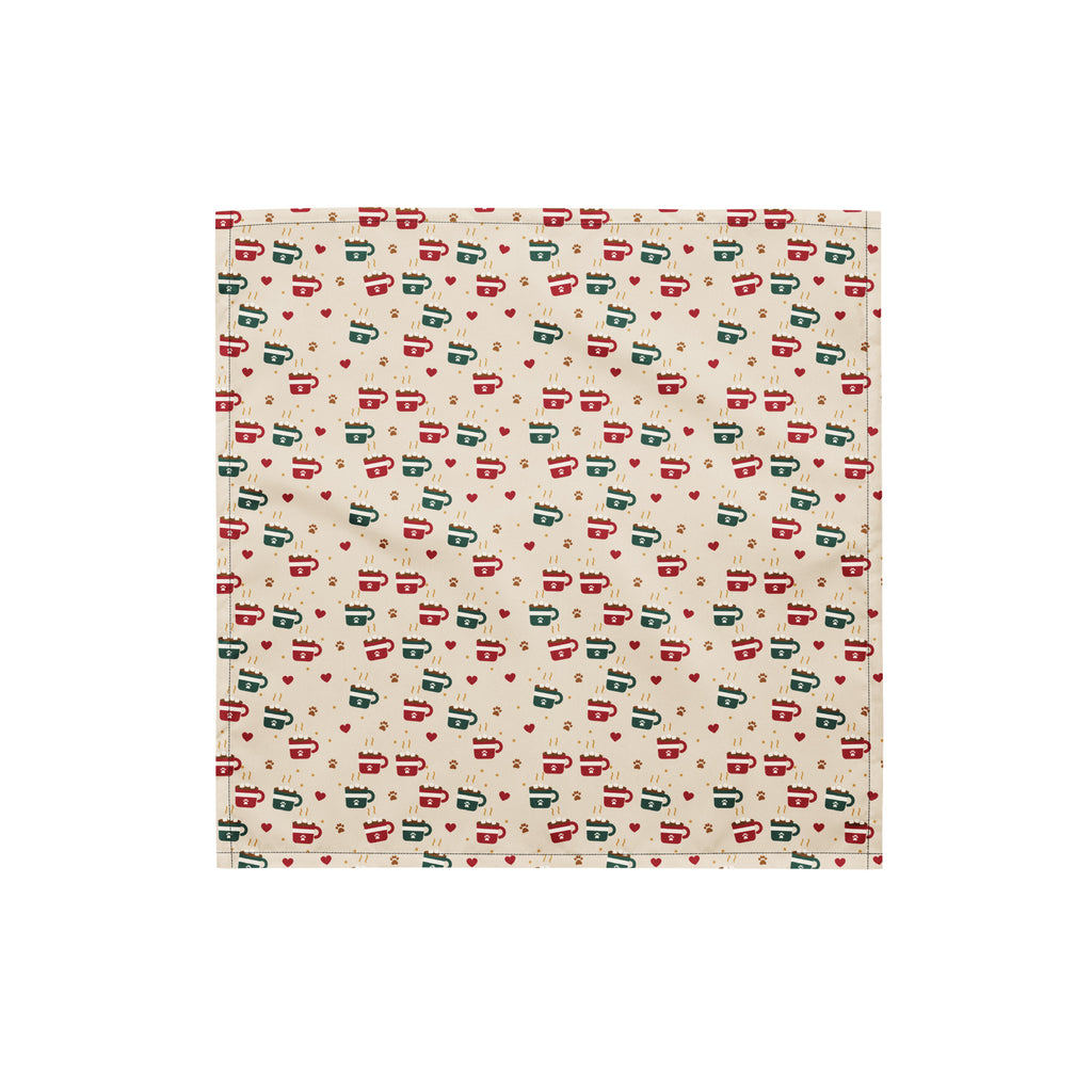 Hot Cocoa Pup Dog Bandana – Small, laid flat