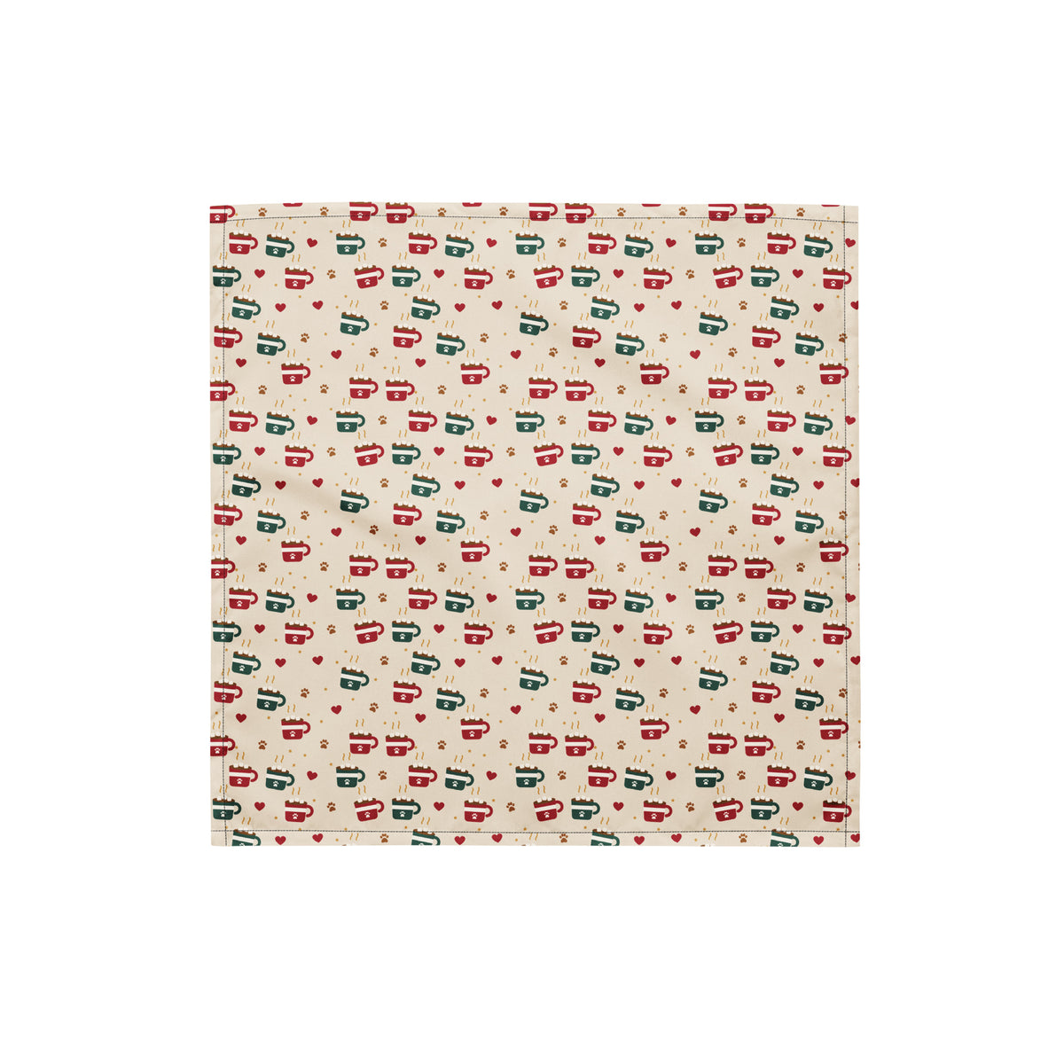 Hot Cocoa Pup Dog Bandana – Small, laid flat