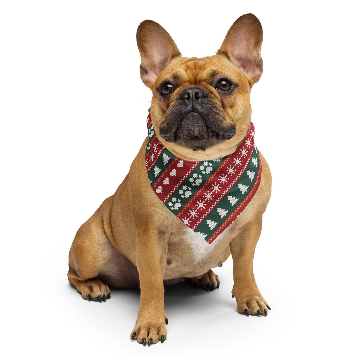 Fair Isle Sweater Paws Dog Bandana – French bulldog wearing it