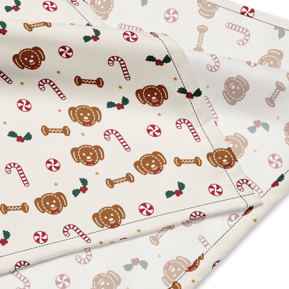 Gingerbread Pup Dog Bandana – fabric close-up