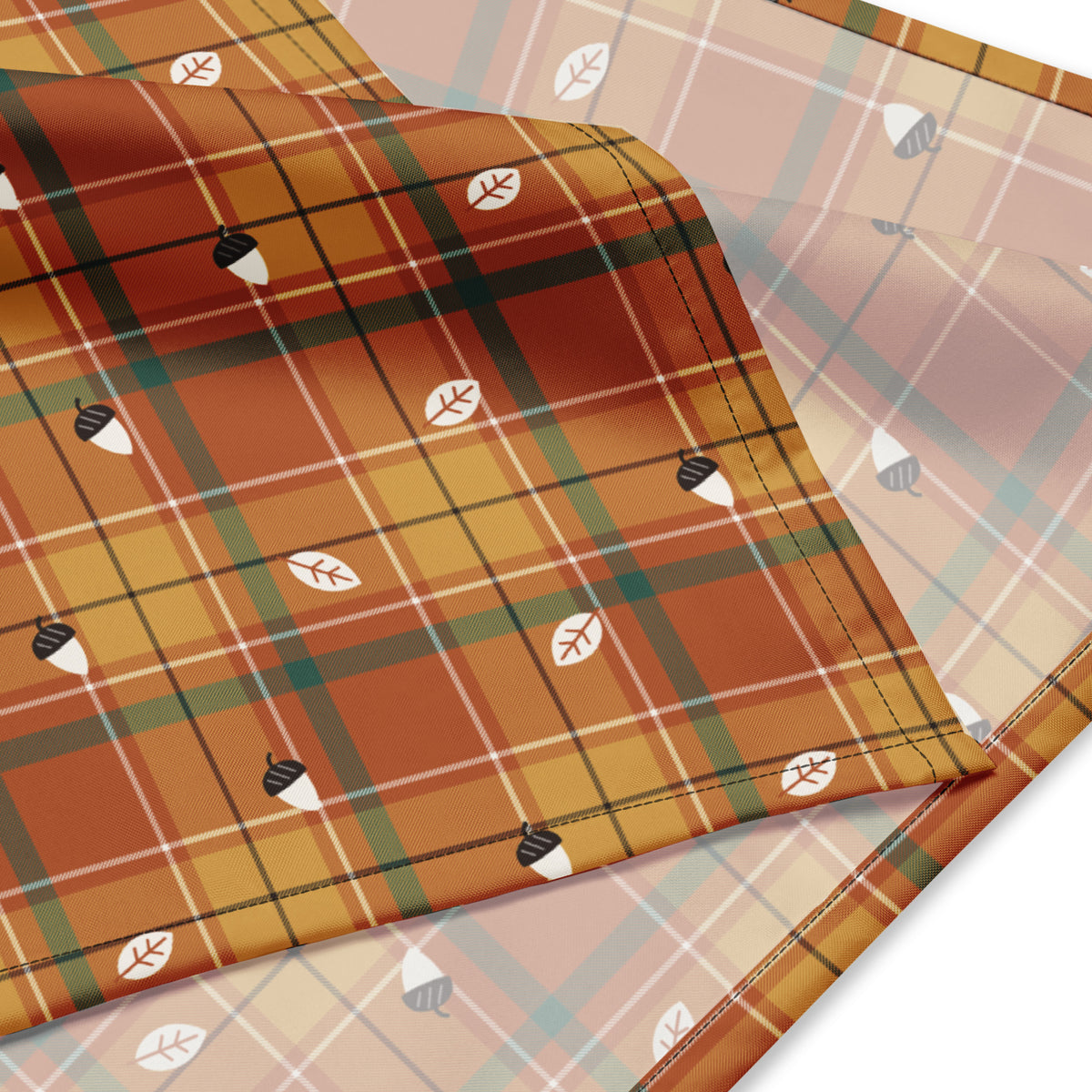 Harvest Plaid Thanksgiving Dog Bandana – fabric close-up