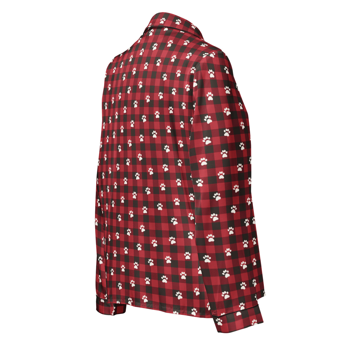 Red Buffalo Plaid Paws Matching Pajama Top – back view