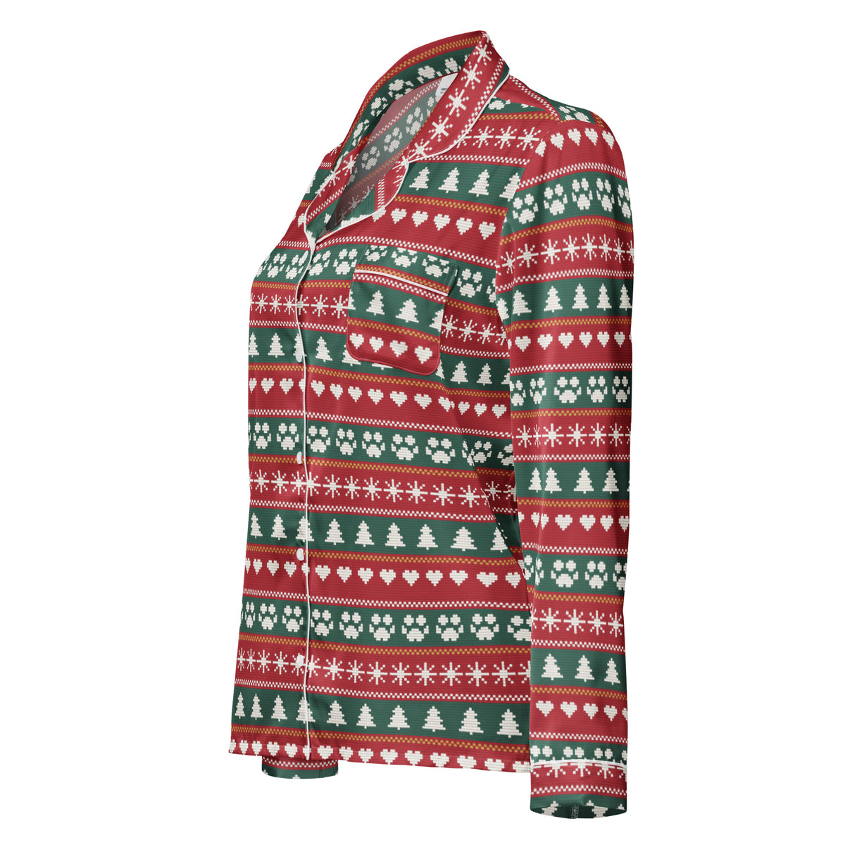 Fair Isle Sweater Paws Matching Pajama Top – front view