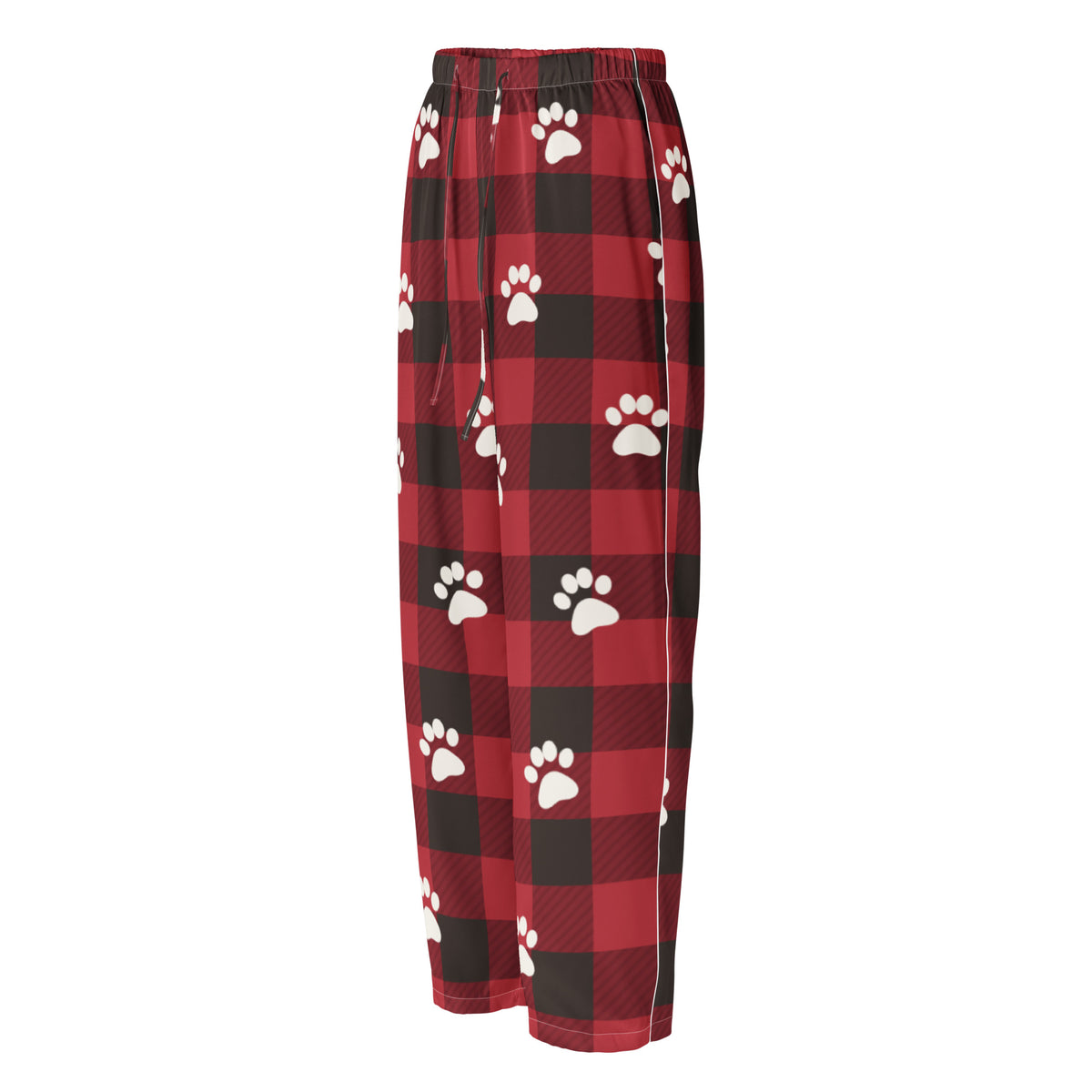 Red Buffalo Plaid Paws Matching Pajama Pants – front view