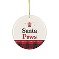 "Santa Paws" Ceramic Dog Ornament – front