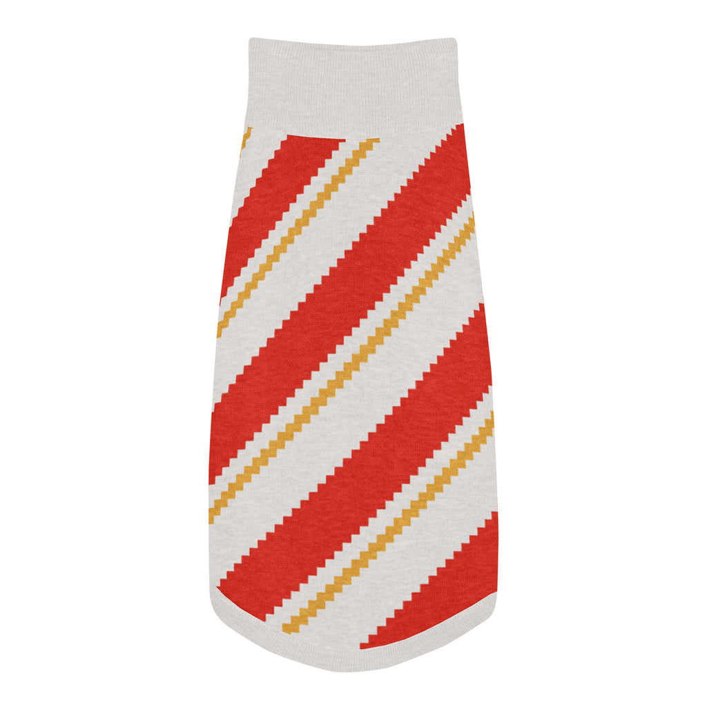 Candy Cane Lane Knitted Dog Sweater – size 2XL, top view