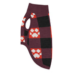 Red Buffalo Plaid Paws Knitted Dog Sweater – size 2XL, left side