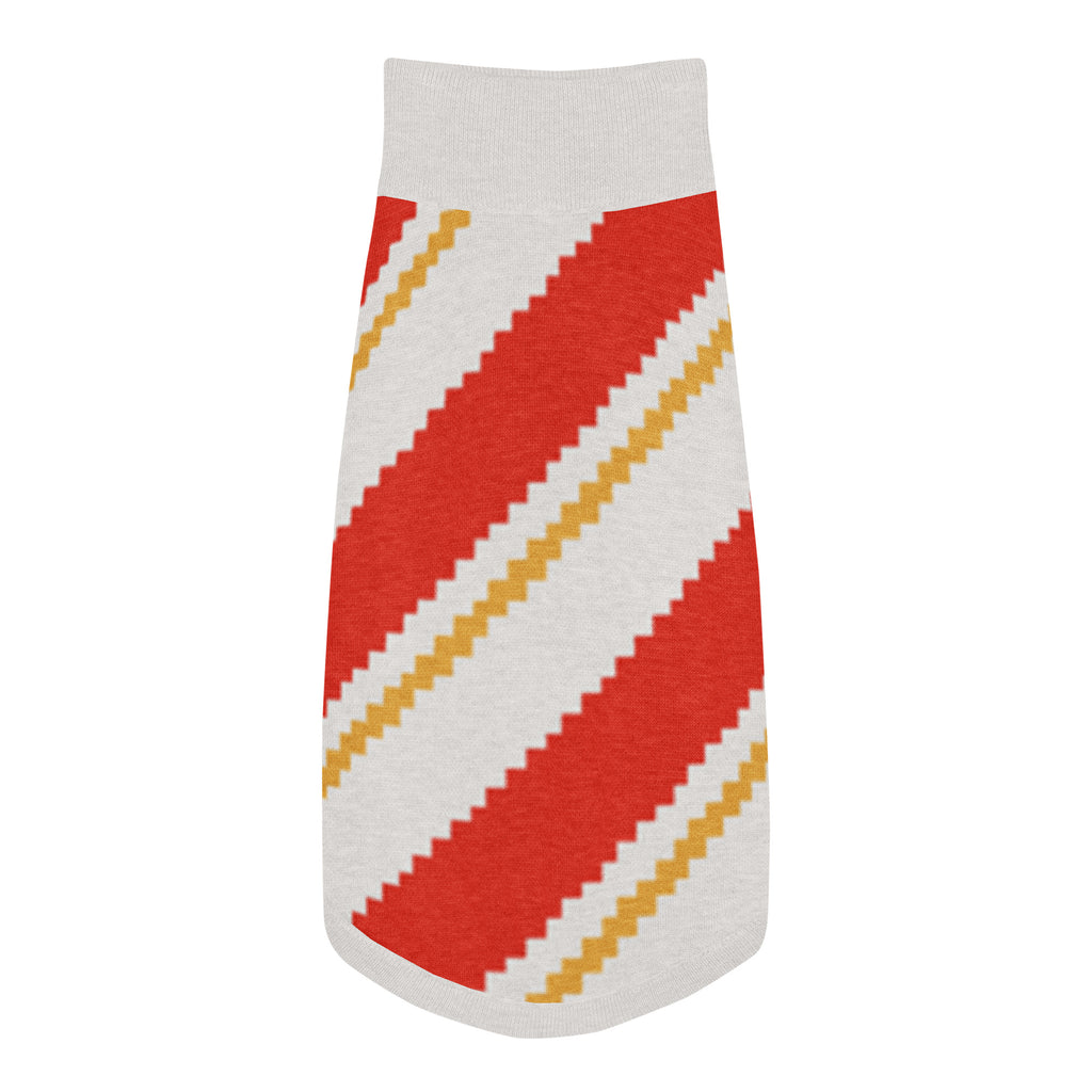 Candy Cane Lane Knitted Dog Sweater – size 2XS, top view