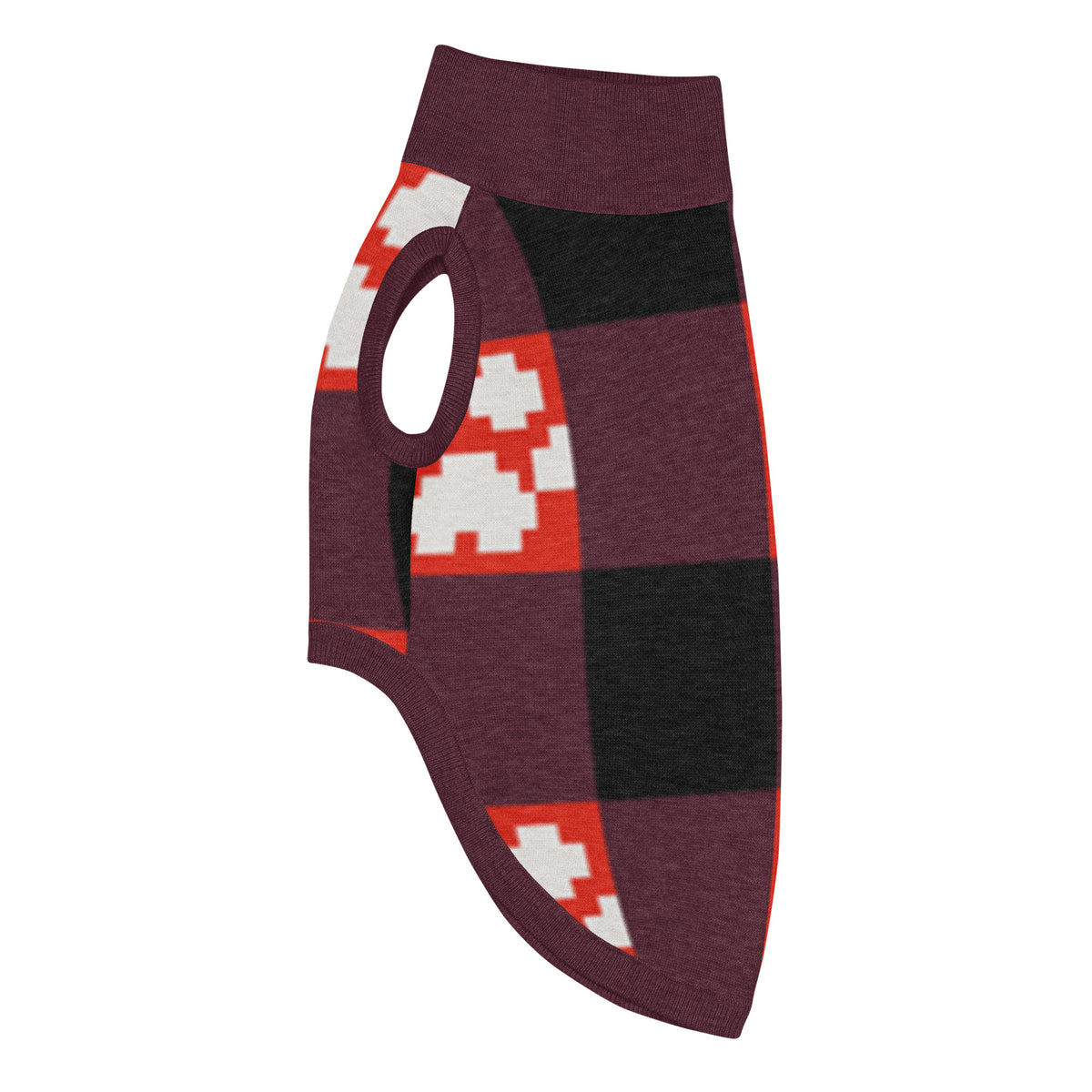 Red Buffalo Plaid Paws Knitted Dog Sweater – size 2XS, left side