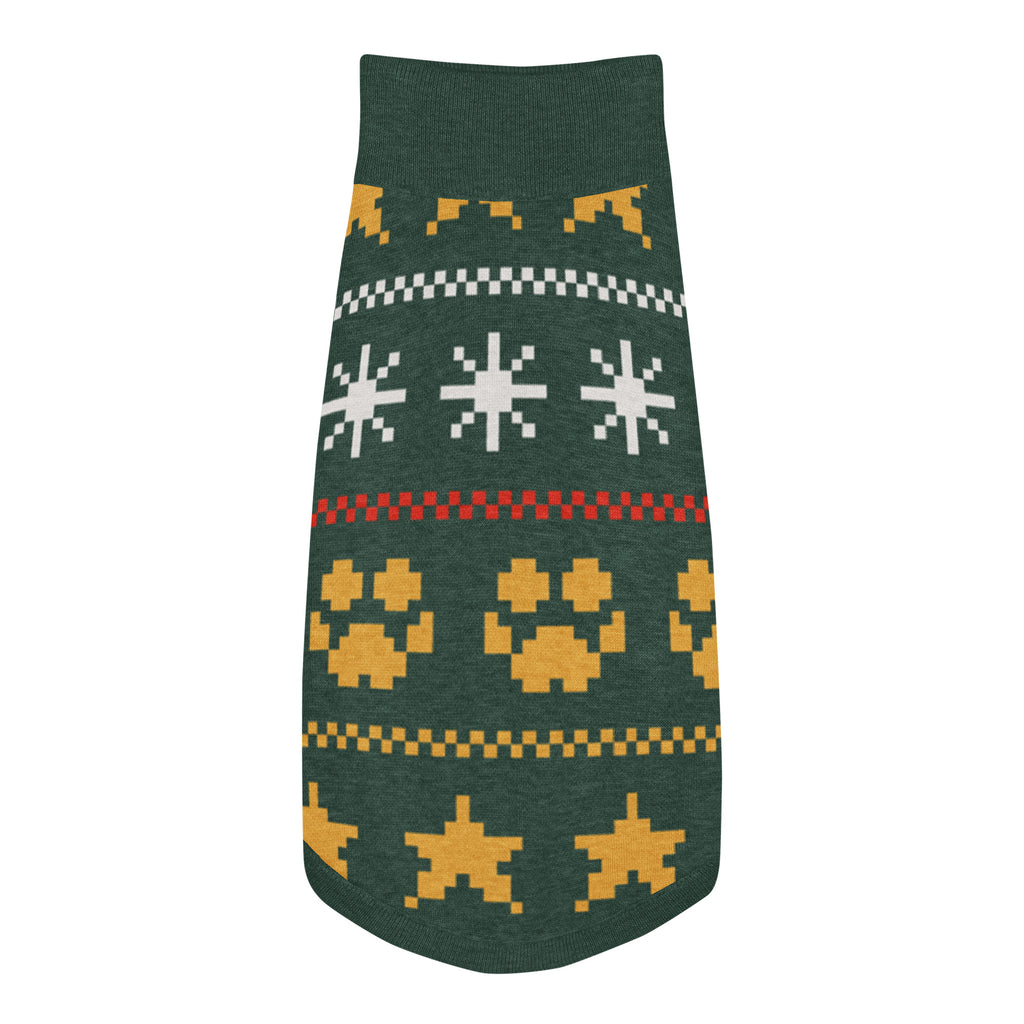 Midnight Stars Knitted Dog Sweater – size L, top view