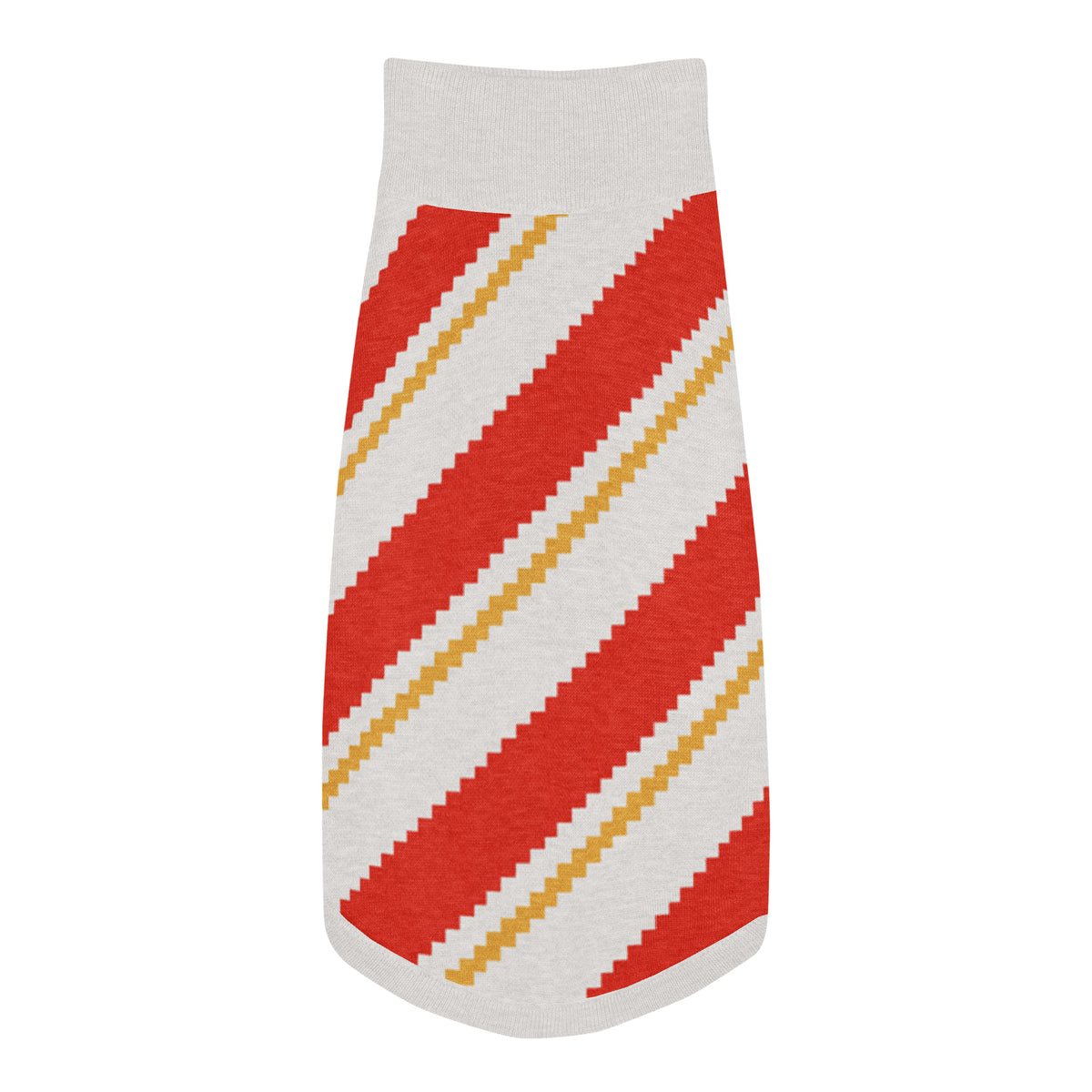 Candy Cane Lane Knitted Dog Sweater – size L, top view