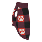 Red Buffalo Plaid Paws Knitted Dog Sweater – size L, left side