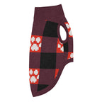 Red Buffalo Plaid Paws Knitted Dog Sweater – size L, right side