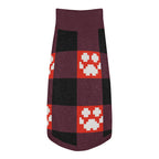 Red Buffalo Plaid Paws Knitted Dog Sweater – size M, top view