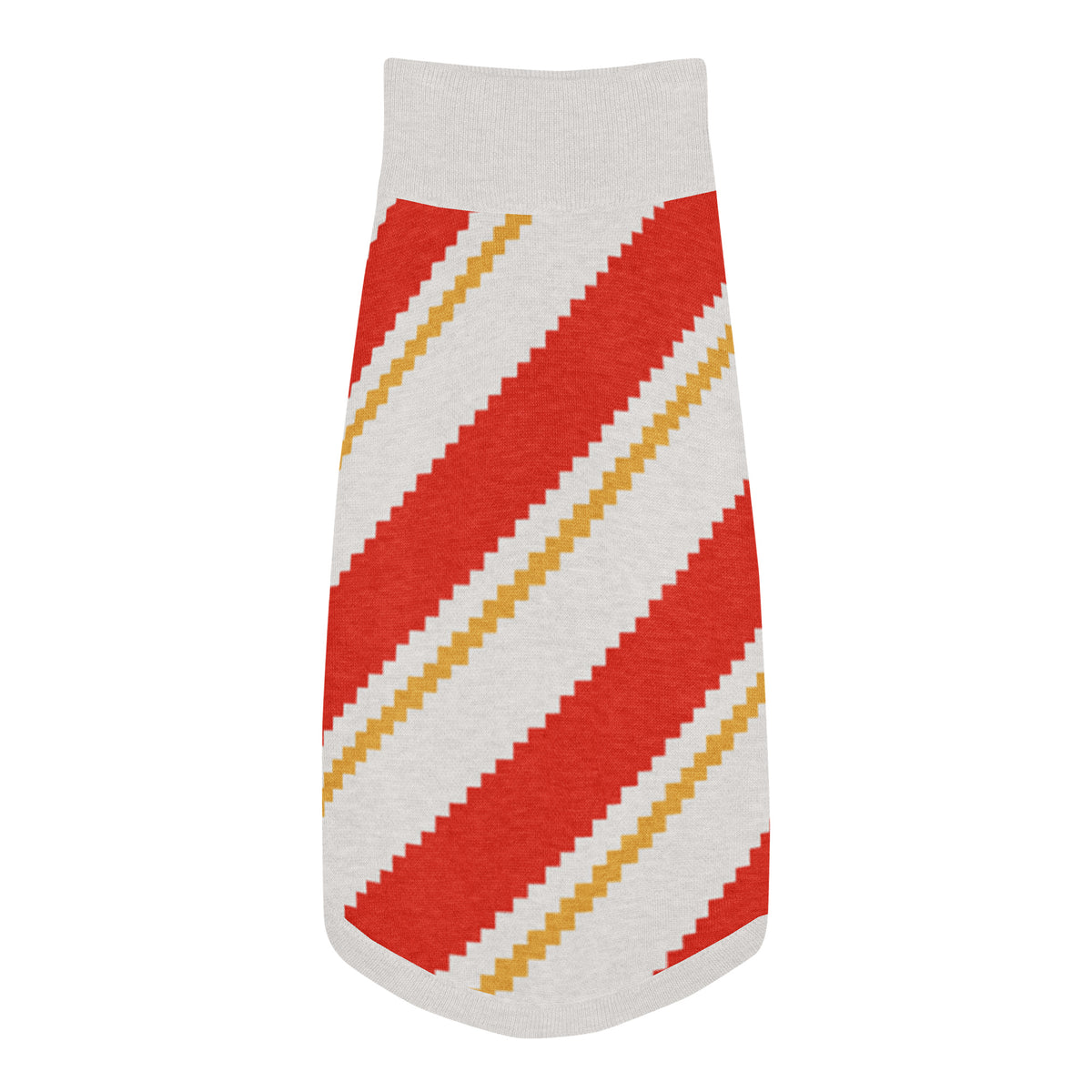 Candy Cane Lane Knitted Dog Sweater – size M, top view