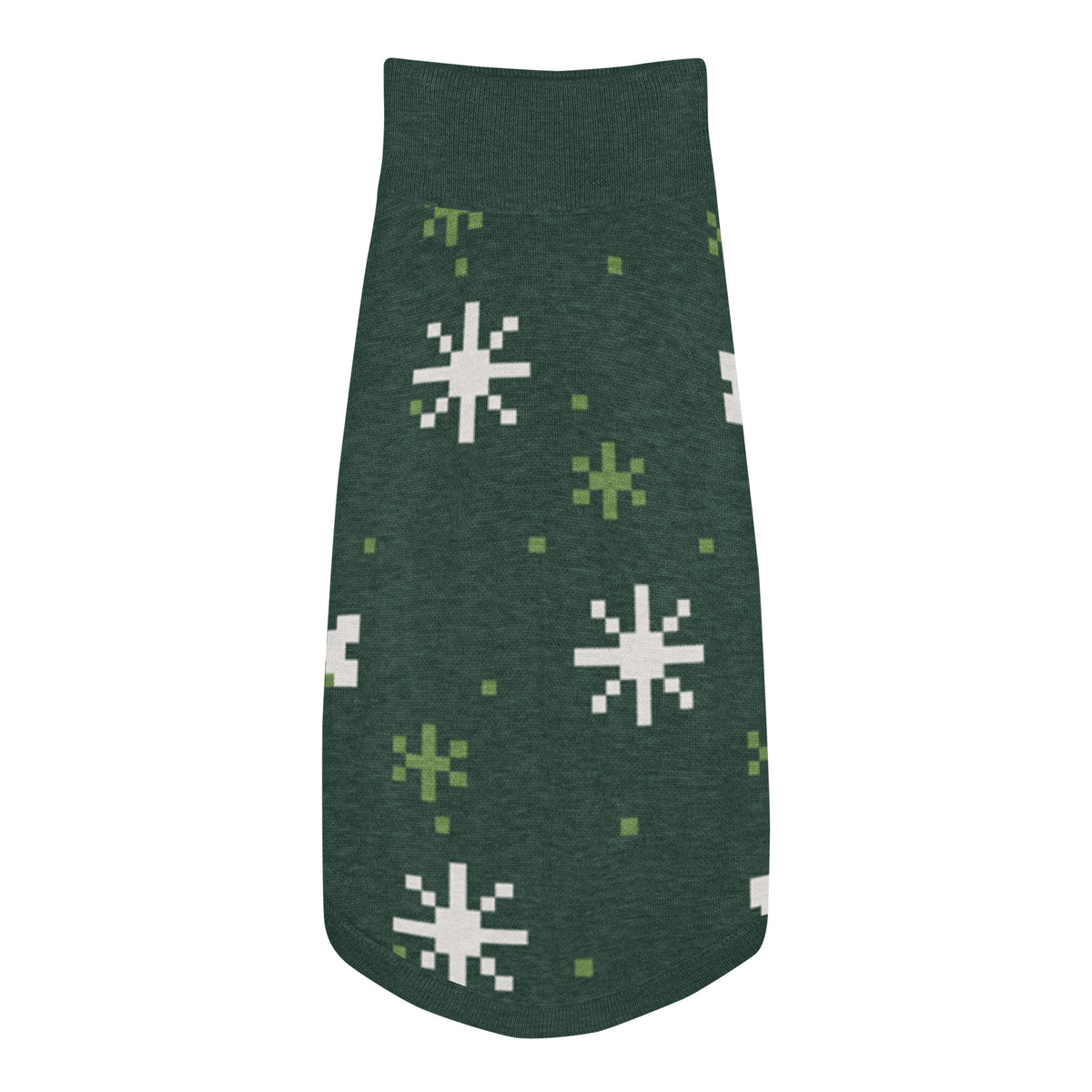 Winter Snowflake Knitted Dog Sweater – size M, top view