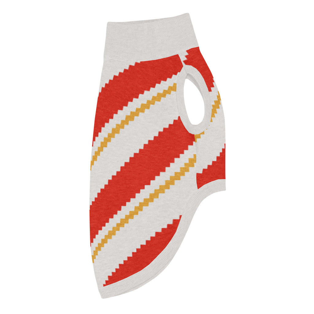 Candy Cane Lane Knitted Dog Sweater – size M, right side