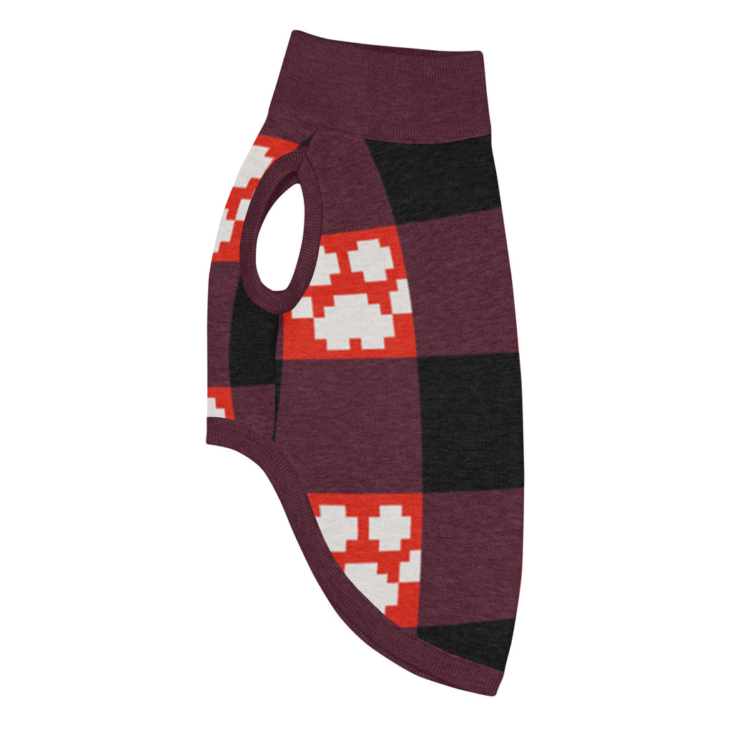 Red Buffalo Plaid Paws Knitted Dog Sweater – size S, left side