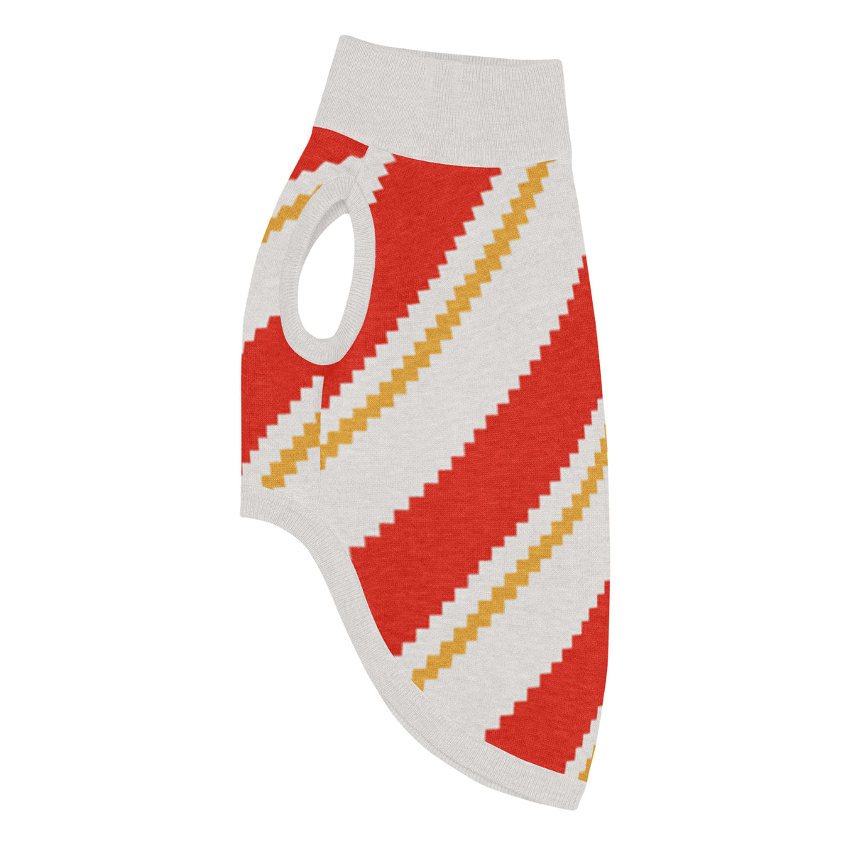 Candy Cane Lane Knitted Dog Sweater – size S, left side