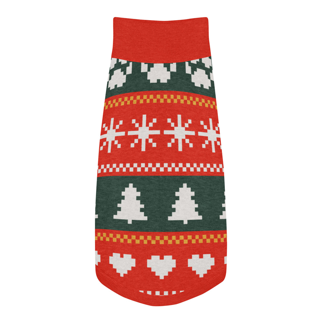 Fair Isle Sweater Paws Knitted Dog Sweater – size XL, top view