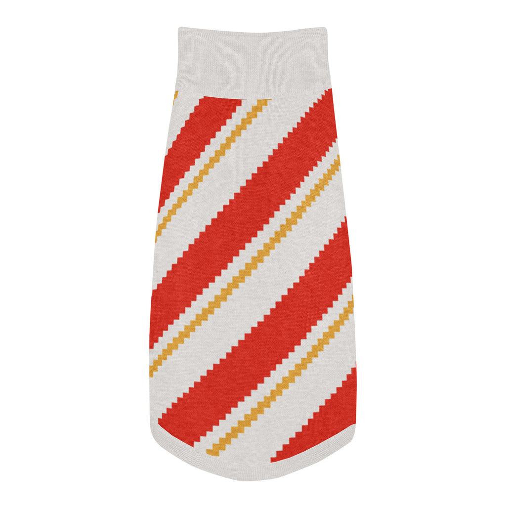 Candy Cane Lane Knitted Dog Sweater – size XL, top view