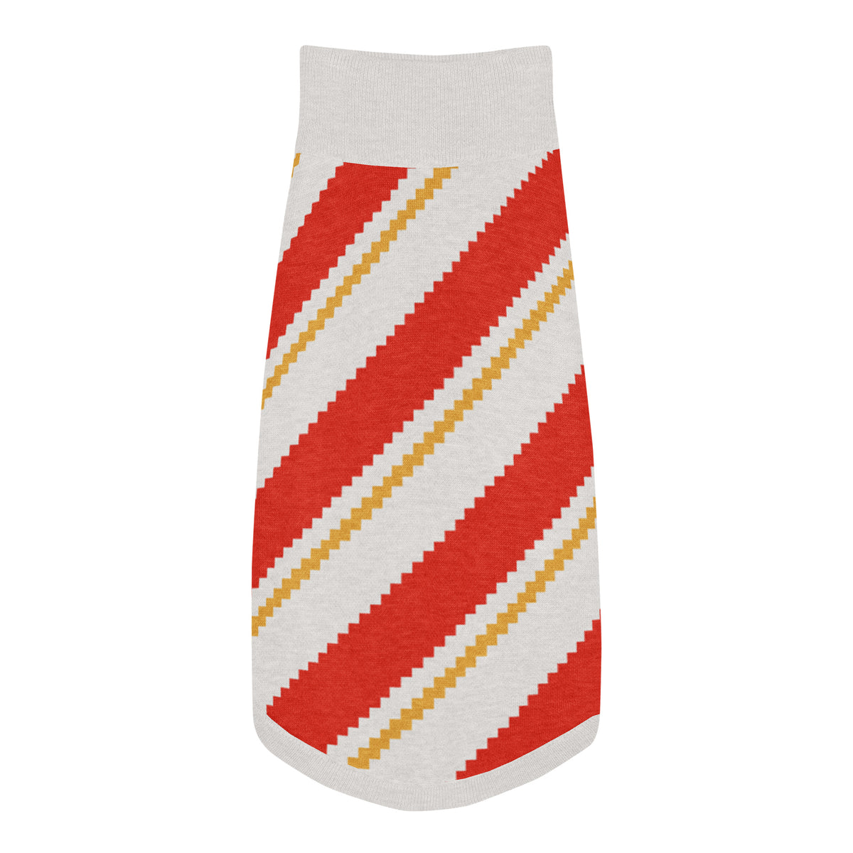 Candy Cane Lane Knitted Dog Sweater – size XL, top view