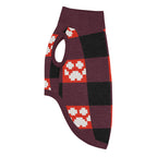 Red Buffalo Plaid Paws Knitted Dog Sweater – size XL, left side