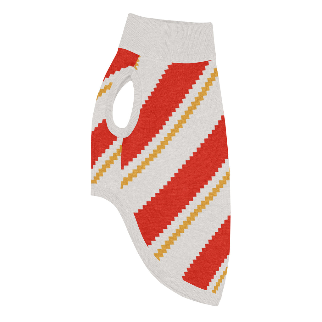 Candy Cane Lane Knitted Dog Sweater – size XL, left side