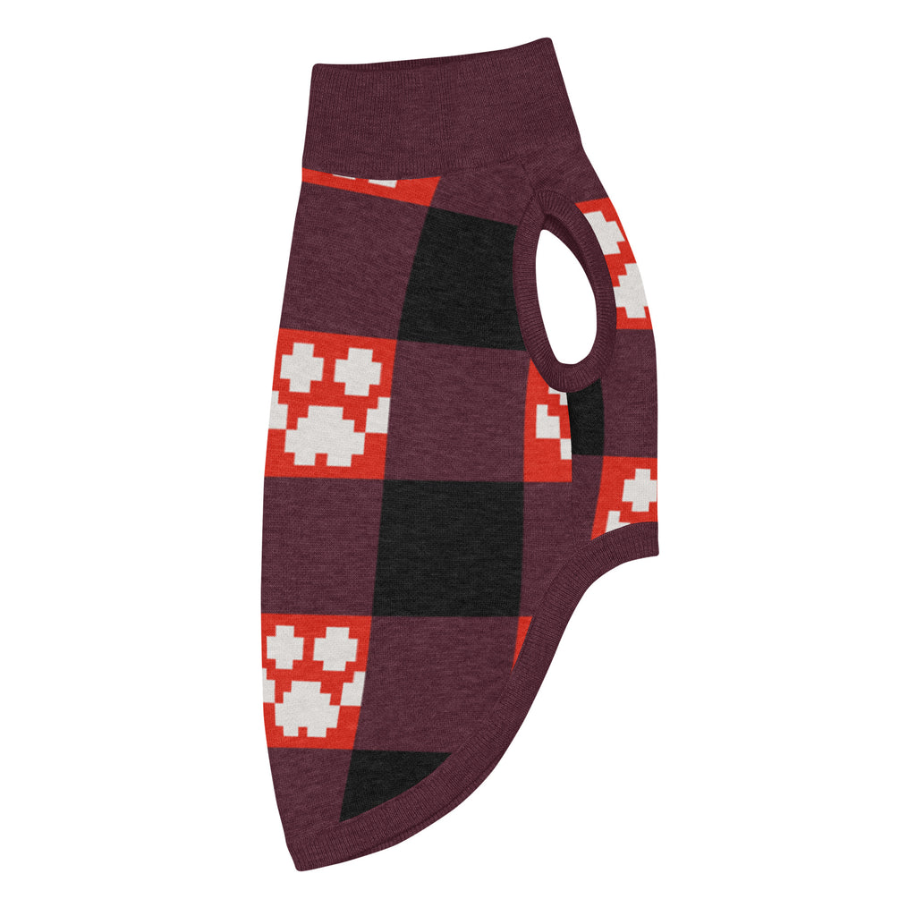 Red Buffalo Plaid Paws Knitted Dog Sweater – size XL, right side