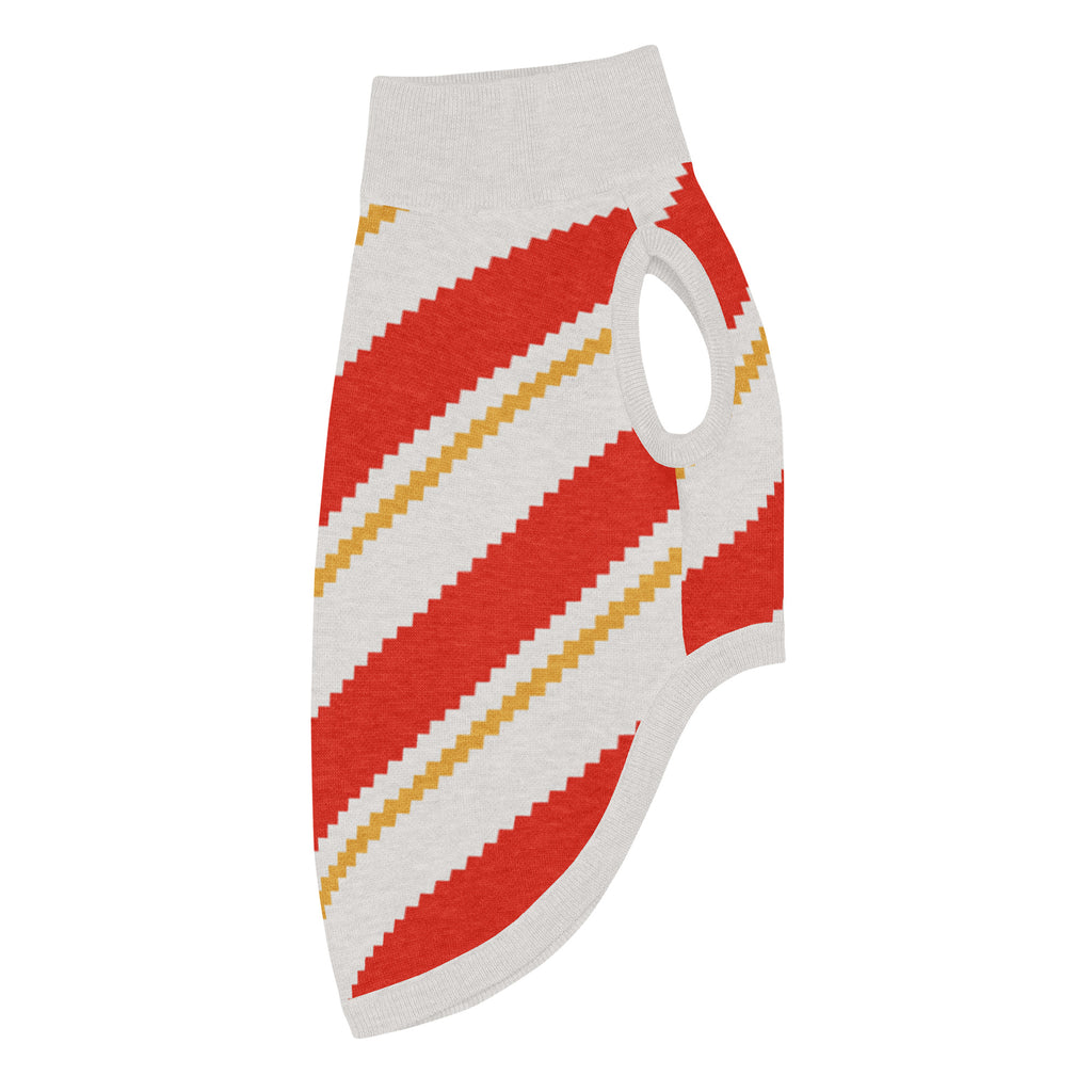 Candy Cane Lane Knitted Dog Sweater – size XL, right side