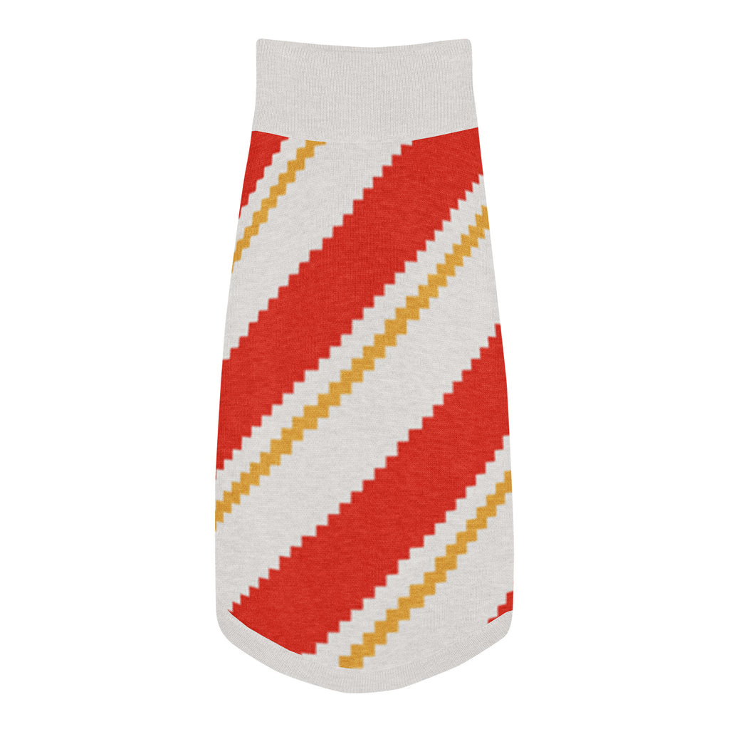 Candy Cane Lane Knitted Dog Sweater – size XS, top view