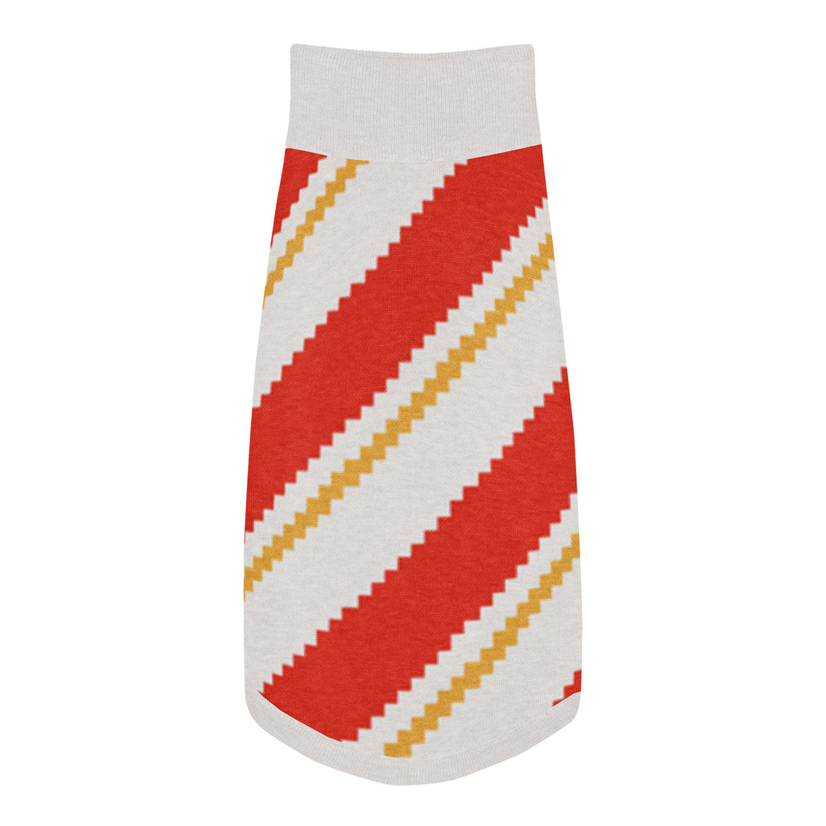 Candy Cane Lane Knitted Dog Sweater – size XS, top view