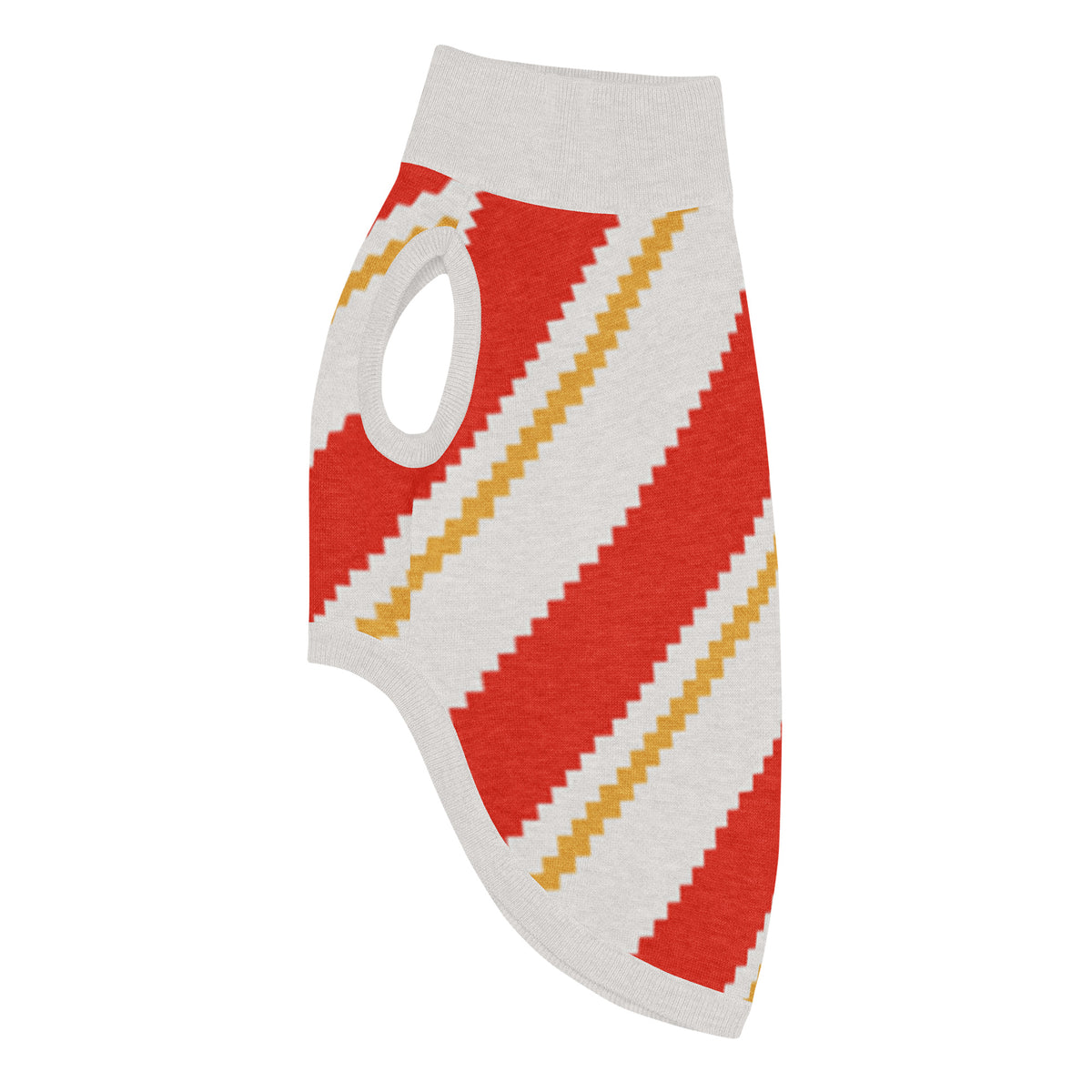 Candy Cane Lane Knitted Dog Sweater – size XS, left side